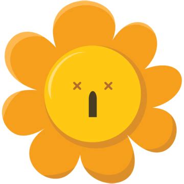 Cute Sun Flower Emoji Crossed Eyes Expression Vector, Sun Flower, Emoticon, Crossed Eyes PNG and ...