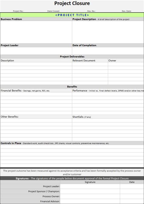 Project Closure Template - Tunu.redmini.co for Project Closure Report ...