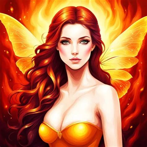 fairy of fire colors, realistic, fiery background,...