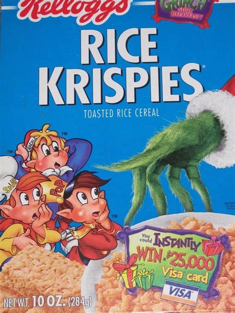 2000 Christmas Cereal Box Rice Krispies Grinch Hand Empty Flat | Rice ...