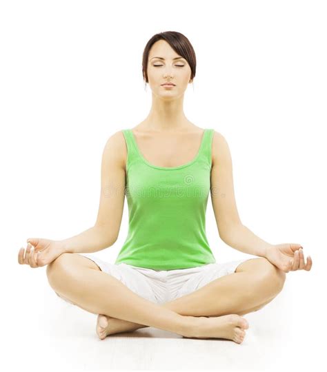 Yoga Woman in Meditation Sitting in Lotus Pose Female Meditating Stock Image - Image of bright ...