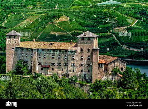 Italy Trentino Cles Castle and lake Stock Photo - Alamy