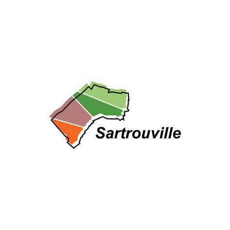 Map of Sartrouville vector design template, national borders and important cities illustration ...