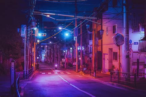 A Street In Japan - Japan Night, Purple Japan HD wallpaper | Pxfuel