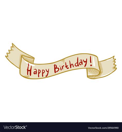 Single ribbon with text - happy birthday Vector Image