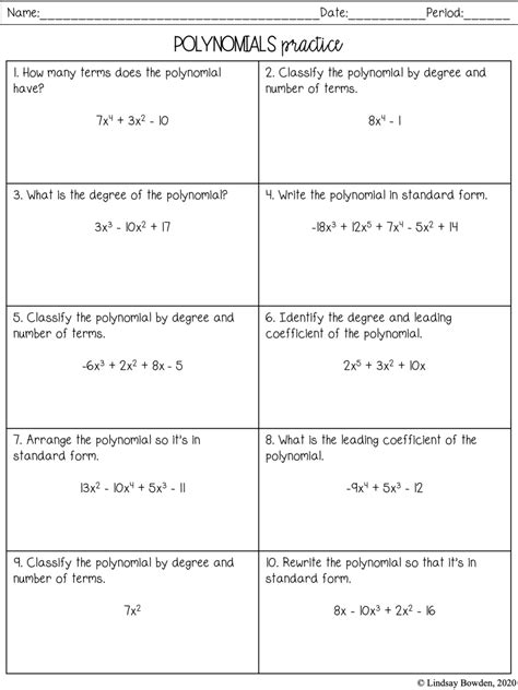 Adding And Subtracting Polynomials Worksheet – Englishworksheet.my.id