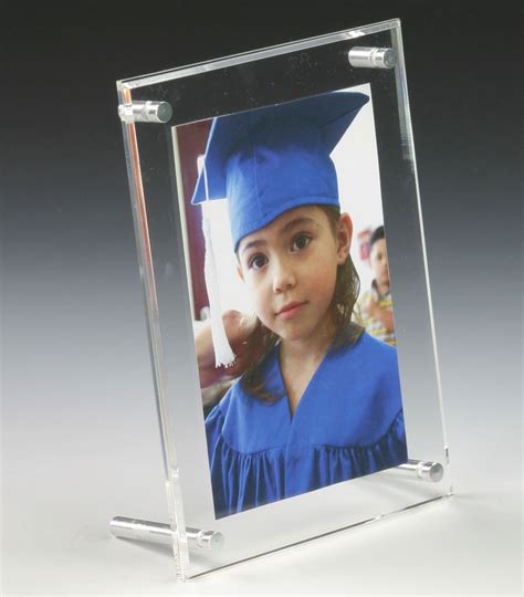 4 x 6 Acrylic Sign Holder with Standoff Hardware, Slant Back - Clear | Acrylic picture frames ...