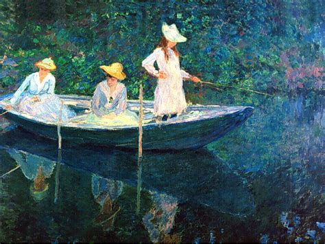 Women on a Boat Painting by Claude Monet - Pixels