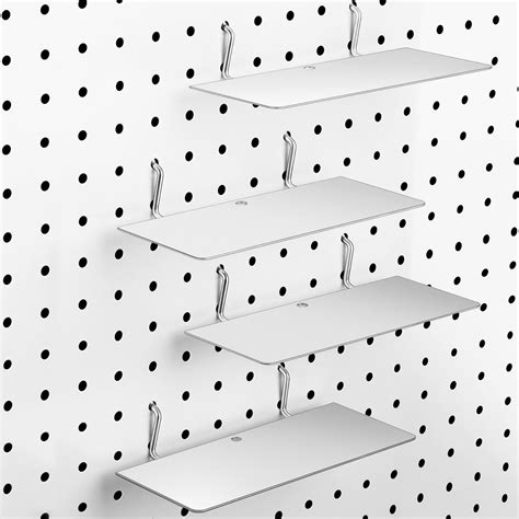 Buy 4 Pack Pegboard Shelves Wall Organizer Peg Board Shelf Brackets ...