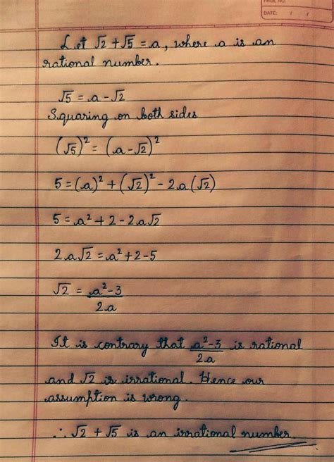 prove that root 2 plus root5 is an irrational number Related: Chapter 15 Probability Ex 15.2 Q5 ...