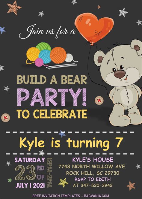 Build A Bear Birthday Invitation Templates - Editable With MS Word | Build a bear birthday, Bear ...