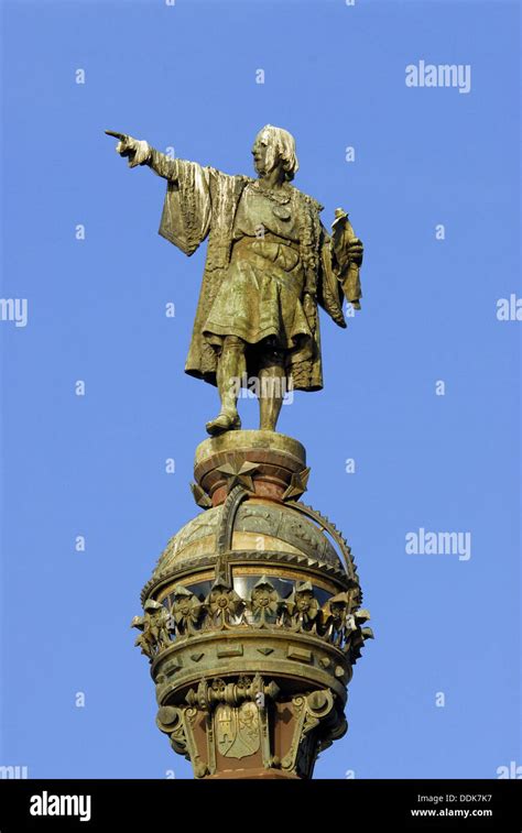 Christopher Columbus statue, Barcelona. Catalonia, Spain Stock Photo ...