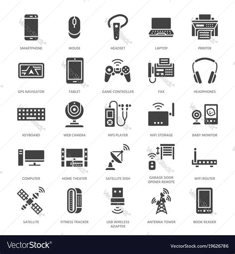 Wireless devices flat glyph icons wifi internet Vector Image