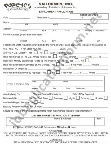 popeyes-pdf | Careers & Job Applications 2023 - PDF Forms