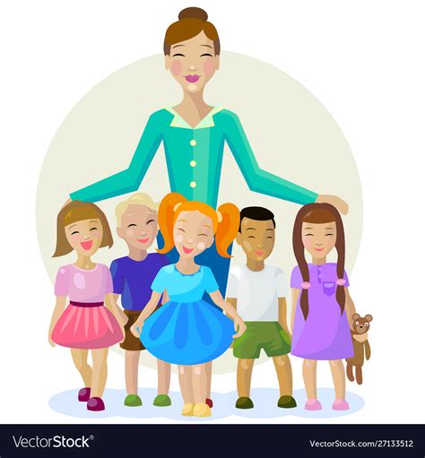 Children and teacher cartoon Royalty Free Vector Image