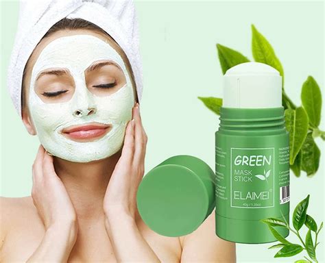 Green Tea Mask Stick Facial Cleansing Oil Acne Blackhead Control Deep ...