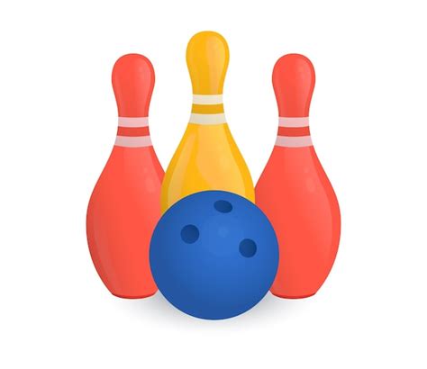 Premium Vector | Three bowling pins and a blue bowling ball isolated on white background bowling ...