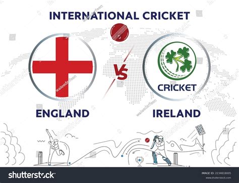 England Vs Ireland International Cricket Flag Stock Vector (Royalty ...