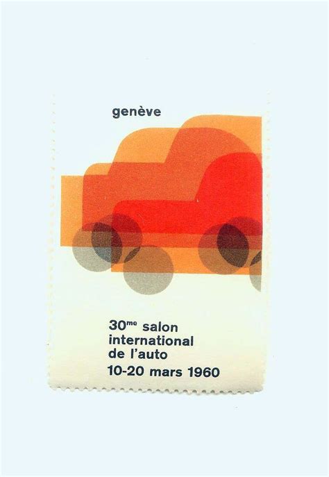a stamp with an orange car on it