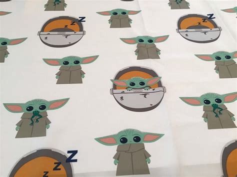 Baby Yoda Fabric With White Background by the 1/2 Yard | Etsy