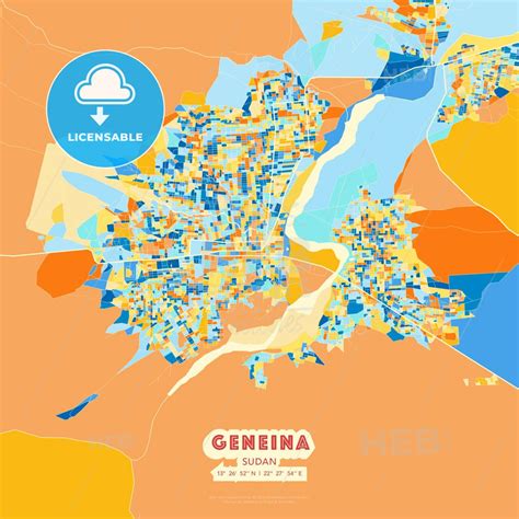 Geneina, Sudan blue and orange vector art map template ... #printable # ...