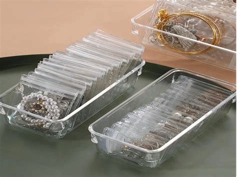 Jewelry Organizers for Women, Clear Acrylic Drawer Organizer Box With 20 Middle Bags for ...