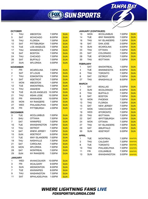 Tampa Bay Lightning broadcast schedule; all 82-games to air on TV - Raw ...