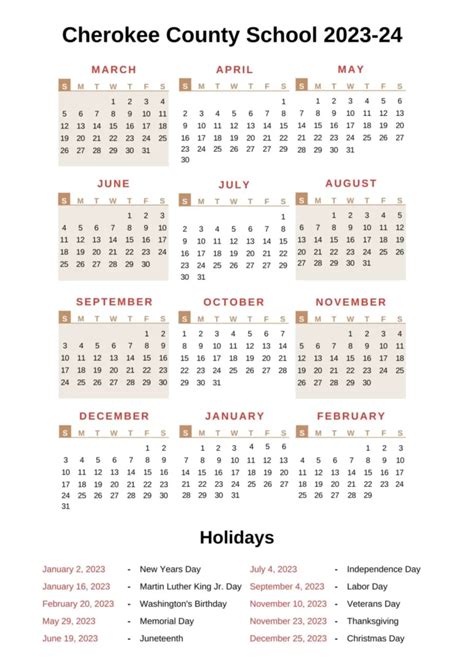 😊 Cherokee County School District Calendar 2024-2025 [PDF]