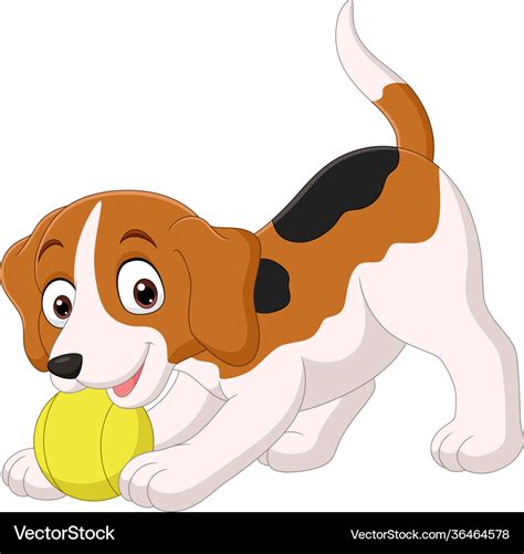 Cartoon funny little dog playing ball Royalty Free Vector