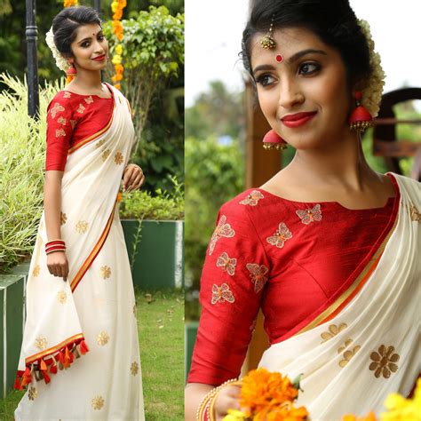 Some beautiful Kerala Sarees for Onam