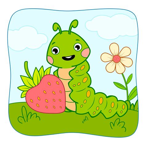 Cute Caterpillar cartoon. Caterpillar clipart vector illustration. Nature background 8346035 ...