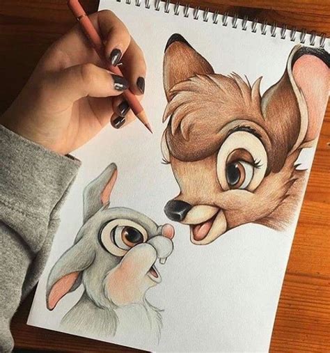 how-to-draw-easy-things-bambi-inspired-colourful-pencil-drawing-wooden ...