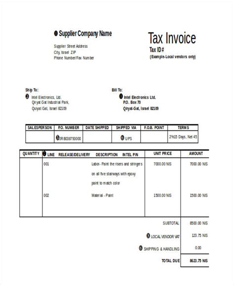 Vendor Invoice Template