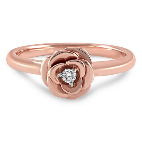 14k Rose Gold and Diamond Rose Ring by Estenza | Sapphire engagement ...