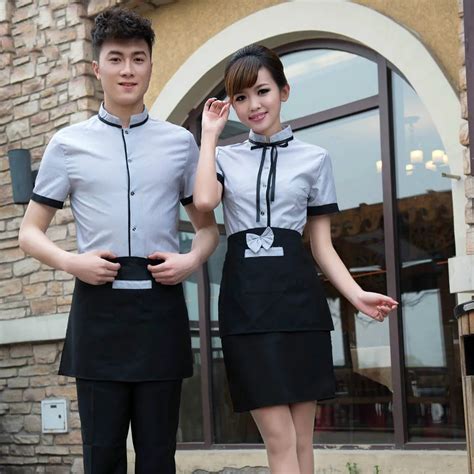 Food Service 2017 Spring Supermarket Cafe Waiter Uniform Shirt Waiterss ...