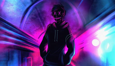 1336x768 Resolution Cool Anonymous Neon Boy HD Laptop Wallpaper - Wallpapers Den