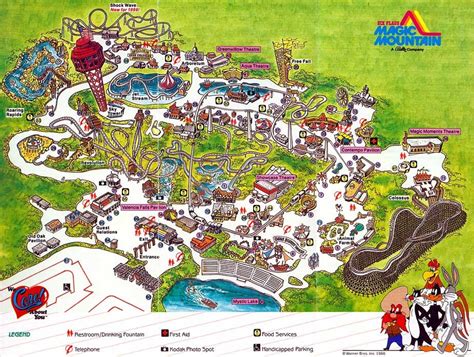 Theme park map, Six flags, Theme park