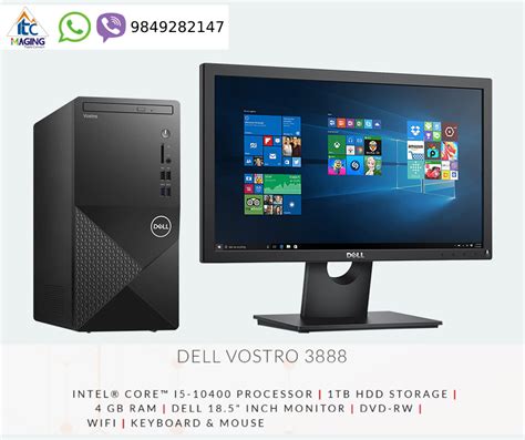 Dell Vostro 3888 Branded Desktop | 10th gen i5, 4GB, 1TB with 18.5″ Monitor - ITC