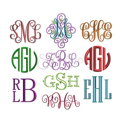 Sewing & Fiber SALE** Fishtail Monogram Embroidery Font 4 Sizes Machine ...