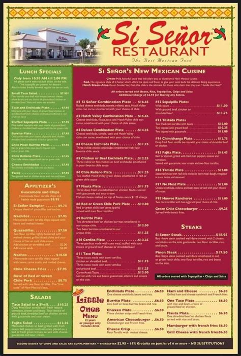 Online Menu of Si Senor Restaurant, Chandler, AZ