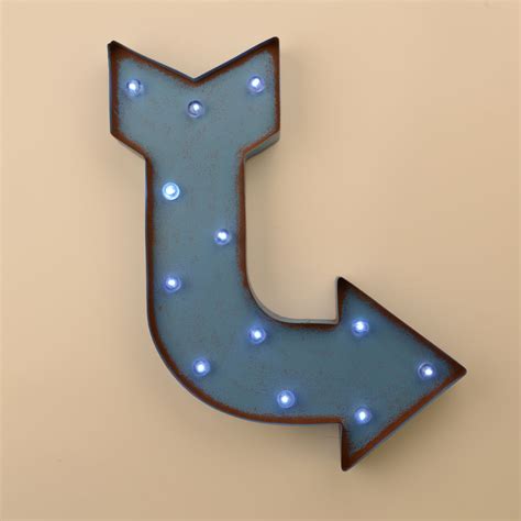 Glitzhome Vintage Marquee LED Lighted Arrow Sign Wall Decor Battery ...