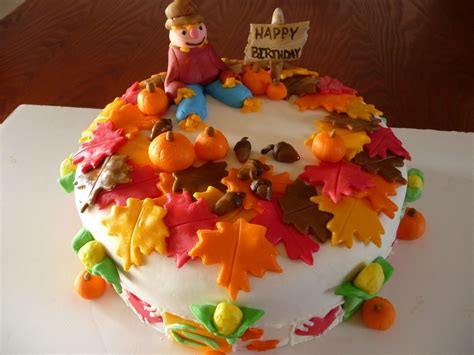 Thanksgiving Themed Birthday Cake - CakeCentral.com