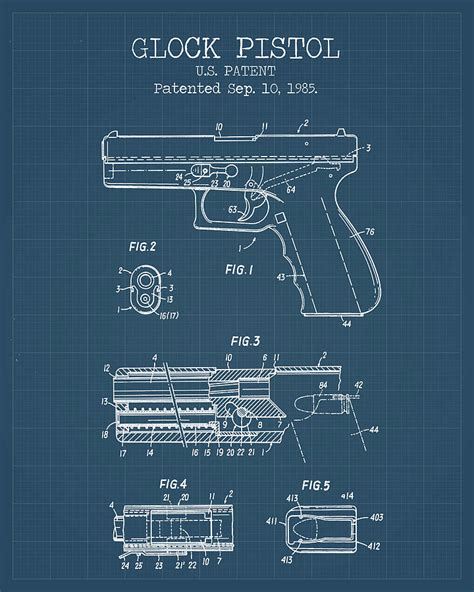 Glock pistol blueprints Digital Art by Dennson Creative - Pixels