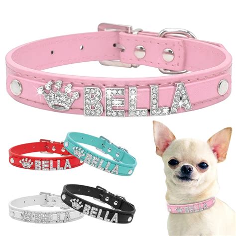 Bling Rhinestone Puppy Dog Collars Personalized Small Dogs Chihuahua ...