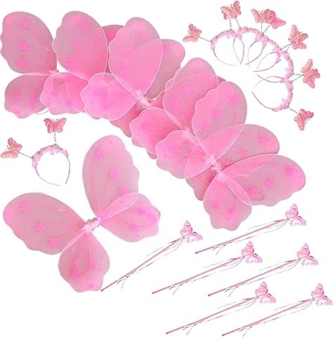 Amazon.com: Butterfly Craze Girls' Fairy Wings with Wands and Headbands – Costumes and Dress Up ...