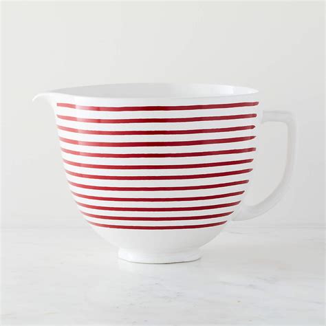 KitchenAid Stand Mixer Red and White 5-Qt. Ceramic Mixing Bowl with Spout + Reviews | Crate & Barrel