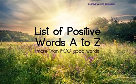 List of Positive Words A to Z Letters | Positive Words Research