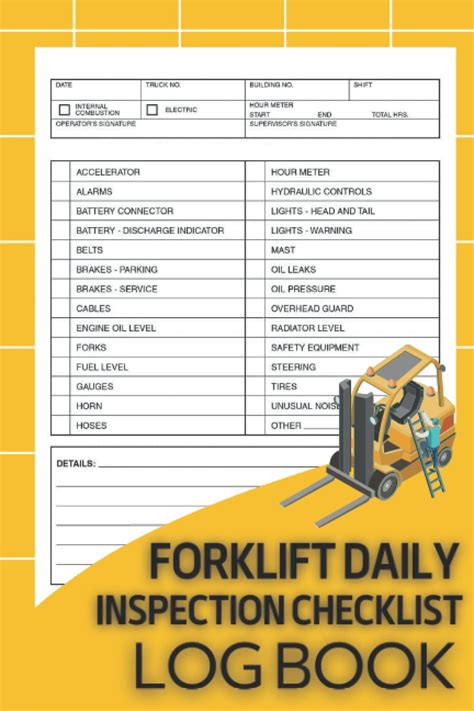 Buy Forklift Daily Inspection Checklist Log Book: forklift daily inspection checklist log book ...