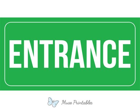 Printable Green Entrance Sign