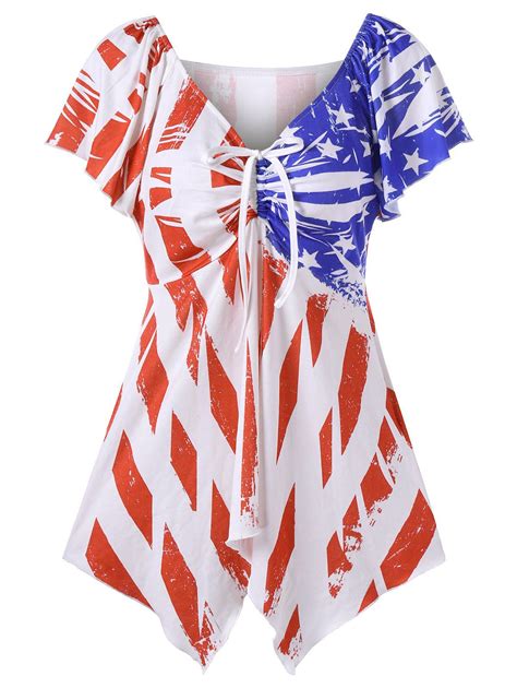 [77% OFF] Distressed Patriotic American Flag Swing T-Shirt | Rosegal